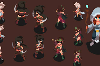 create pixel art 8bit sprite sheet rpg game marker retro game art 2d game asset