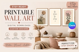 create aesthetic printable digital wall art for etsy shop
