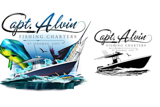 do awesome fishing team boat charter logo in 24 hours for your business