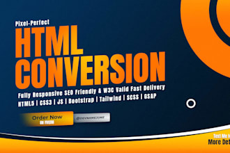 convert figma xd to responsive HTML CSS js bootstrap tailwind website animations