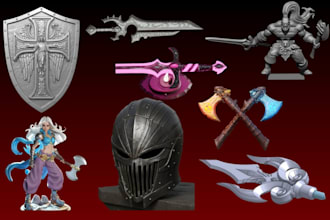 design custom 3d cosplay prop, weapon accessories, sword, dagger for 3d printing