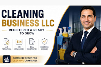 register cleaning business llc, ein, dba and license for janitorial companies