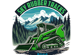 design creative rubber tracks logo with satisfaction guaranteed
