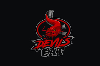 design unique existing devils cat fishing logo for men