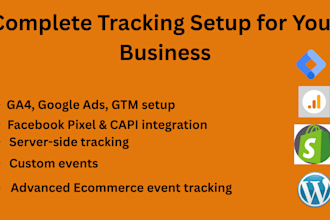 set up ga4, google ads, GTM, server side tracking, facebook pixel, capi