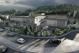 craft 3d business plan,playground design,fun area, rv park,pool,landscape render