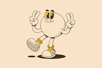 design a peace, vibes, and vintage cartoon logo for your brand