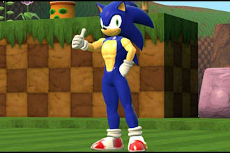 create unique sonic the hedgehog voice impression and custom 3d sonic animation