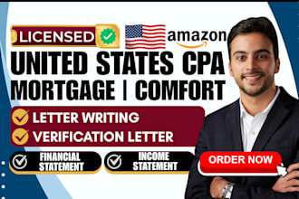 write US CPA comfort letter, income verification, mortgage letter, query letter