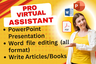 write content, edit any kinds of document, attractive presentation