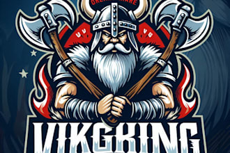 make a vintage viking warrior mascot logo with t shirt design