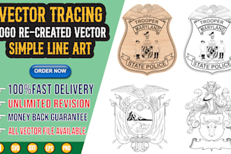 create vector tracing simple line art logo re created vector