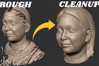 2d to 3d files stl scan cleanup, modify, repair 3d head 3mf for 3d printing