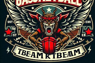 design a vintage basketball team mascot logo with t shirt design