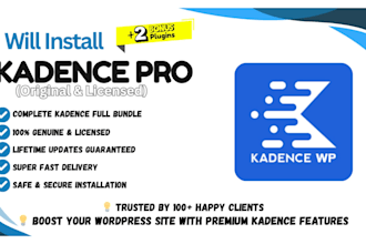 setup kadence pro and blocks on wordpress website updatable