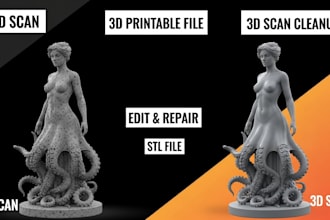 3d scan cleanup, repair fix mesh file 3d face, full body model for 3d printing