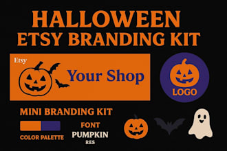 make a spooky halloween etsy branding kit with banner and logo