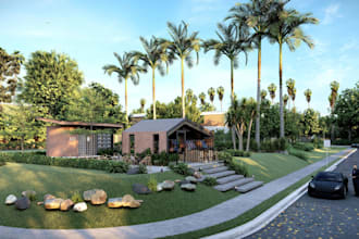 craft 3dpublic toilet,commercial building,site plan,realistic render,cafe design