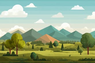 create minimalist landscape illustrations and posters