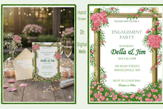 illustrate hand drawn custom greeting and invitation card design