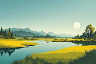 create flat landscape illustration of nature