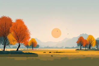 illustrate beautiful flat landscape illustration art
