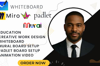 design miro, mural, and padlet boards with custom whiteboard animations