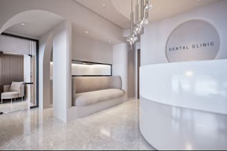 3d interior hospital design, cgi, pharmacy, clinic, dental room, operating lab
