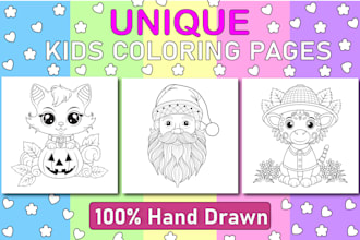 create hand drawn unique kids coloring pages