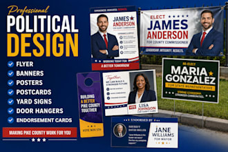 political campaign poster, flyer, banner and endorsement card design