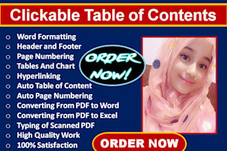 fix, edit, format, design ms word document, table of contents