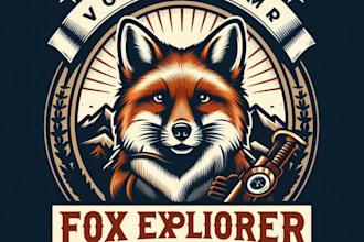 make a vintage fox explorer mascot logo with t shirt design