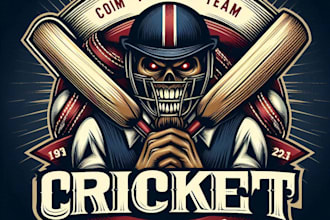 do custom vintage cricket team mascot logo with t shirt design