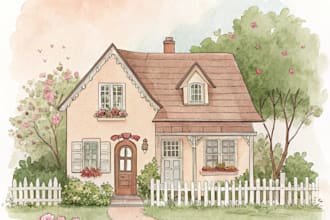 do an watercolor house portrait