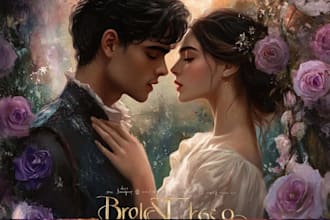 design illustrated romance book cover or ebook cover