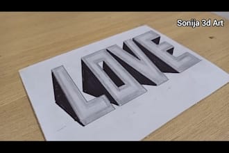 create custom 3d optical illusion drawings and deliver as a PDF file