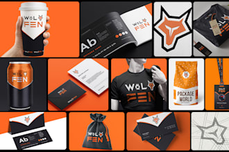 do modern minimalist logo design and branding kit with brand identity
