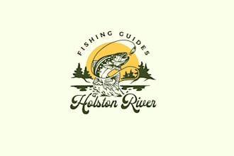 design retro fly fishing guide logo
