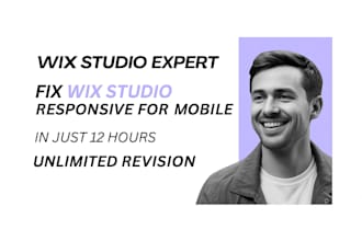 fix wix studio website layout, responsive  for mobile and optimize wix mobile