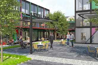 convert your shipping containers into offices with realistic rendering