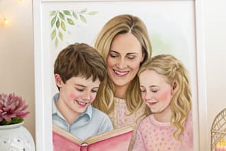 custom watercolor family portrait from photo