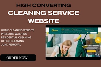 design cleaning service website, house cleaning office and home cleaning website