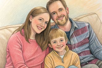 draw pencil sketch family portrait color pencil drawing