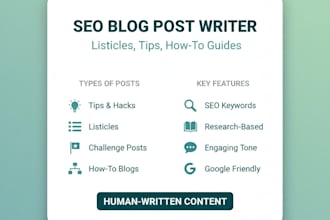 write SEO blog post writer human blogs listicles  tips and how to posts