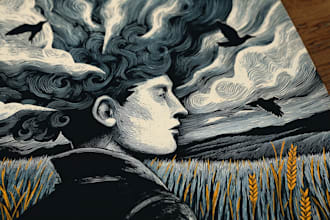create an artistic linocut illustration in my own style