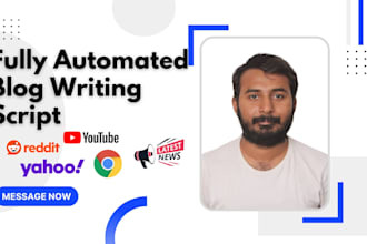 create a fully automated ai script that will search write and post articles