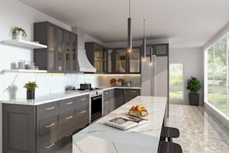 design kitchen 3d modeling rendering