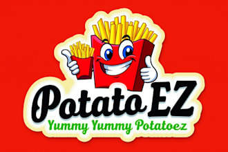 design high quality french potato mascot logo in very short time