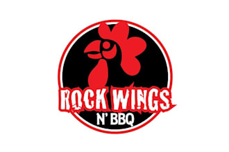 design outstanding restaurant logo for rock wings BBQ