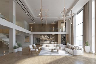 renovate 3d luxury villa interior, living space,dinner setup, kitchen,skp render